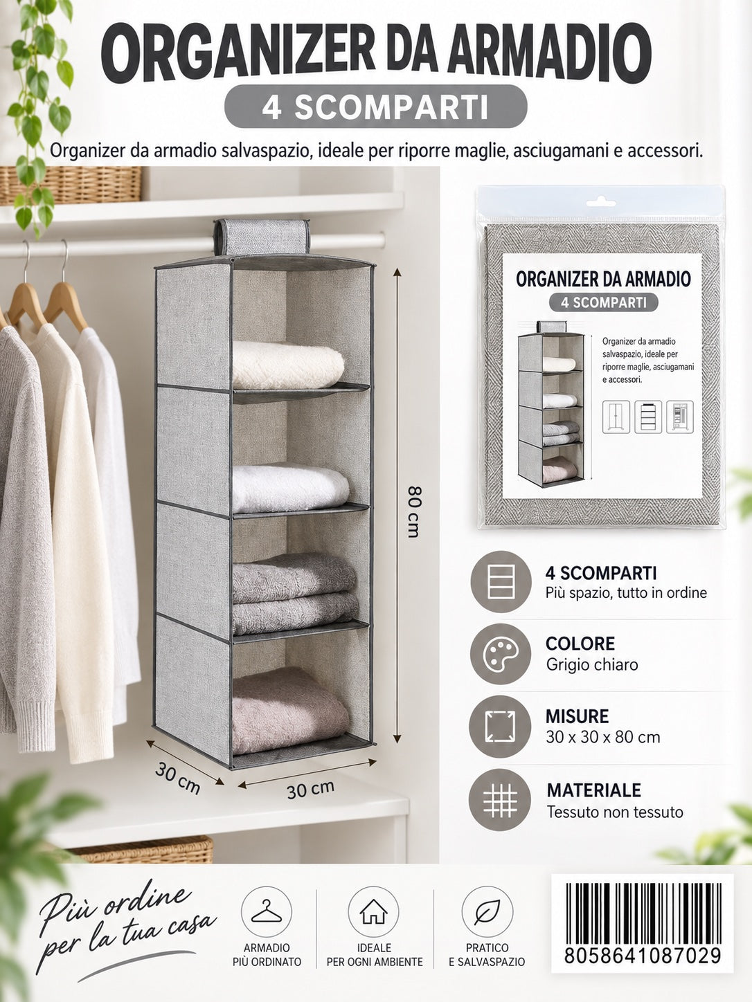 08702 C.Organizer Da Armadio 30*30*80Cm Ct24