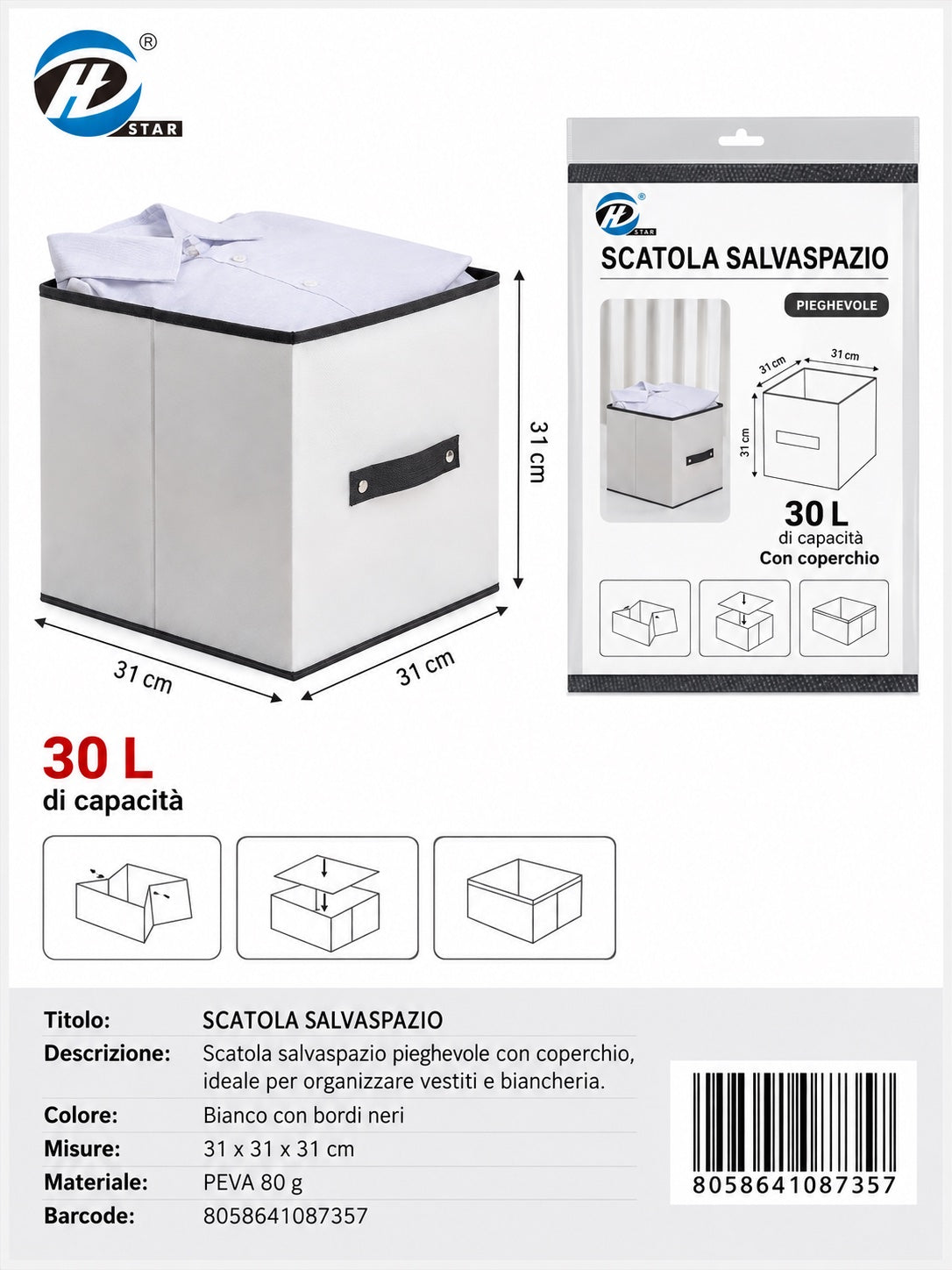 08735 T.U. Scatola Salvaspazio Senza Coperchio 31*31*31Cm Ct48