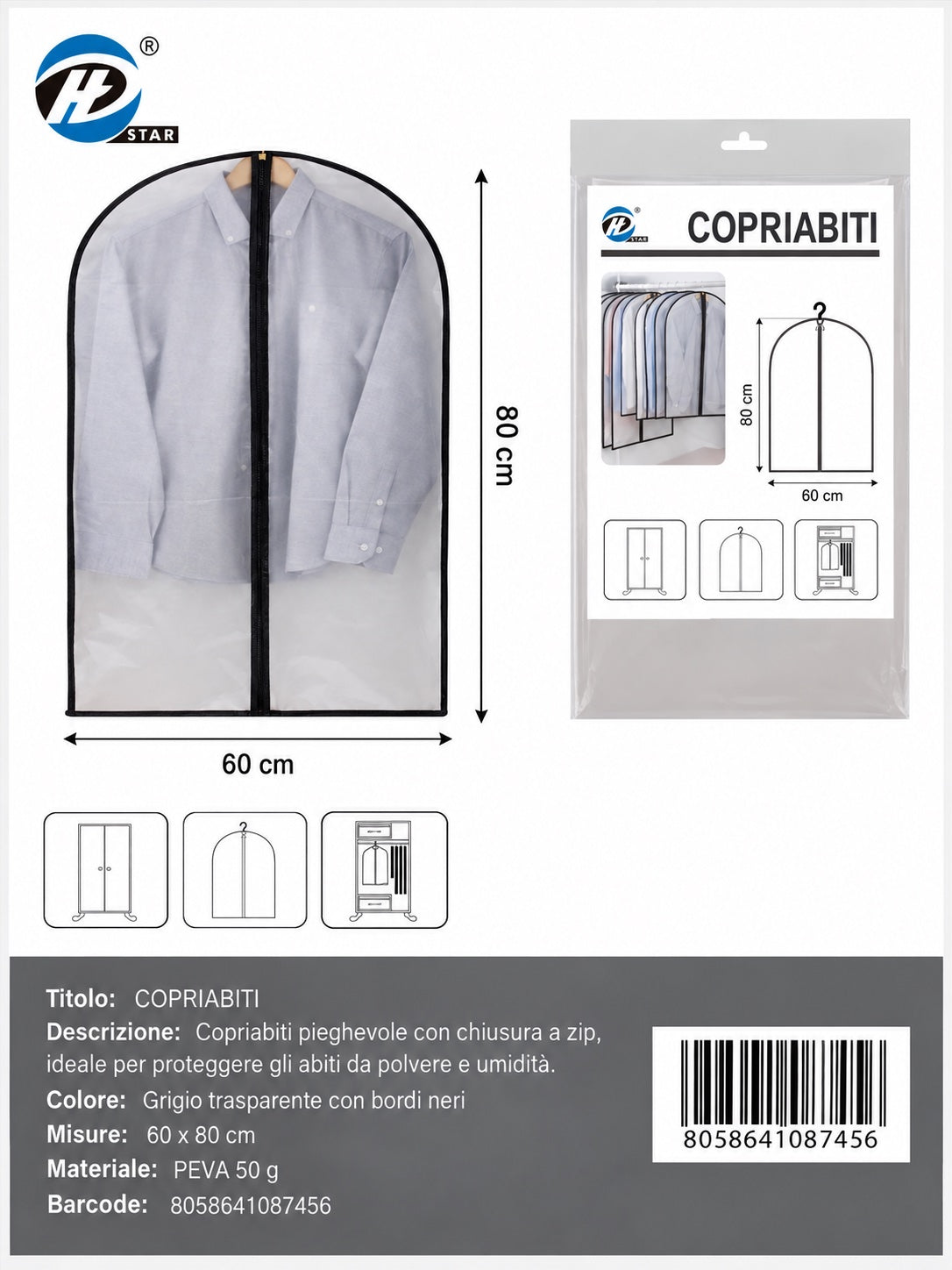08745 T.U. Copriabiti Appendibile 60*80Cm 1/6 Ct144