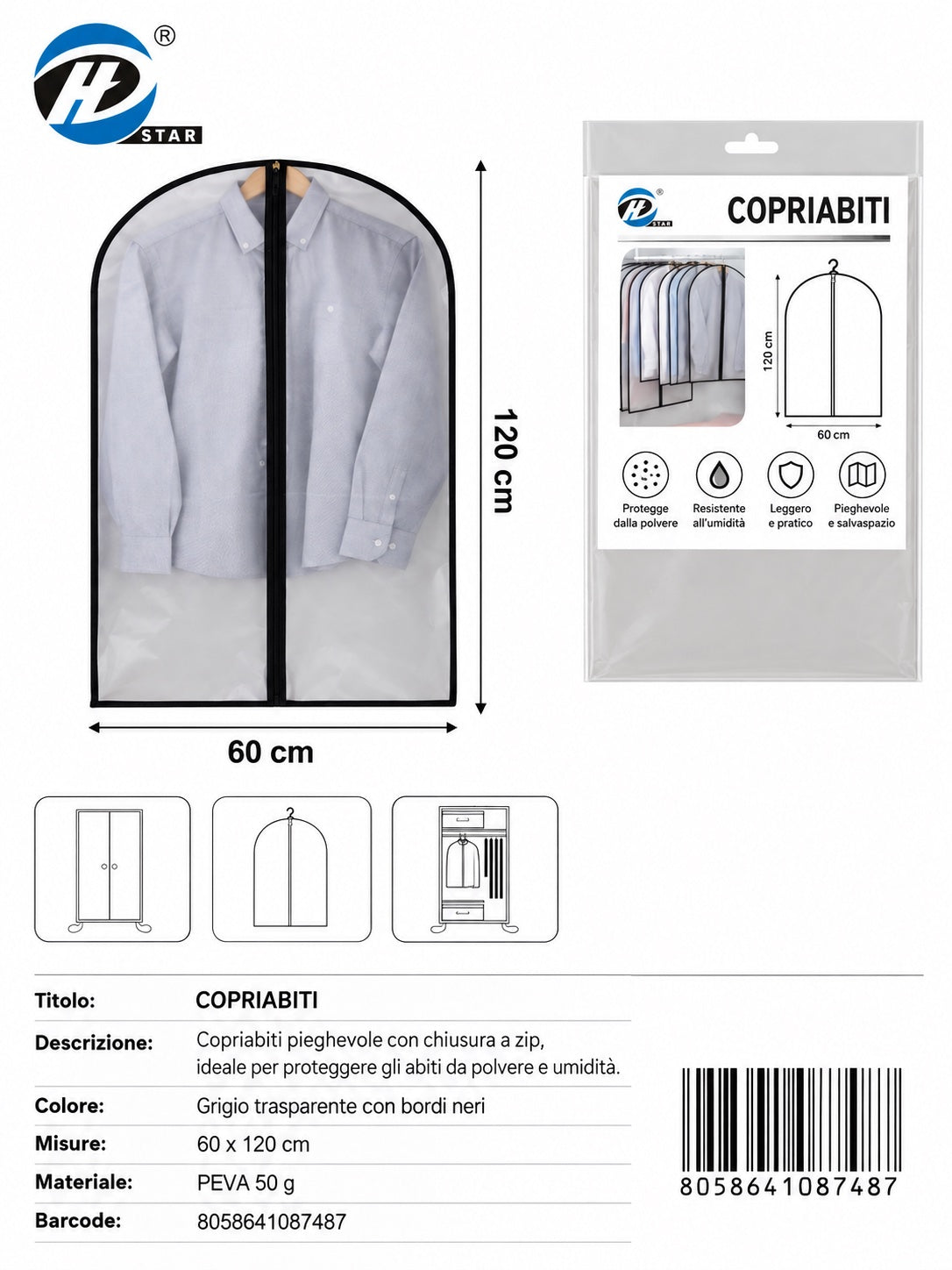 08748 T.U. Copriabiti Appendibile 60*120Cm 1/6 Ct144