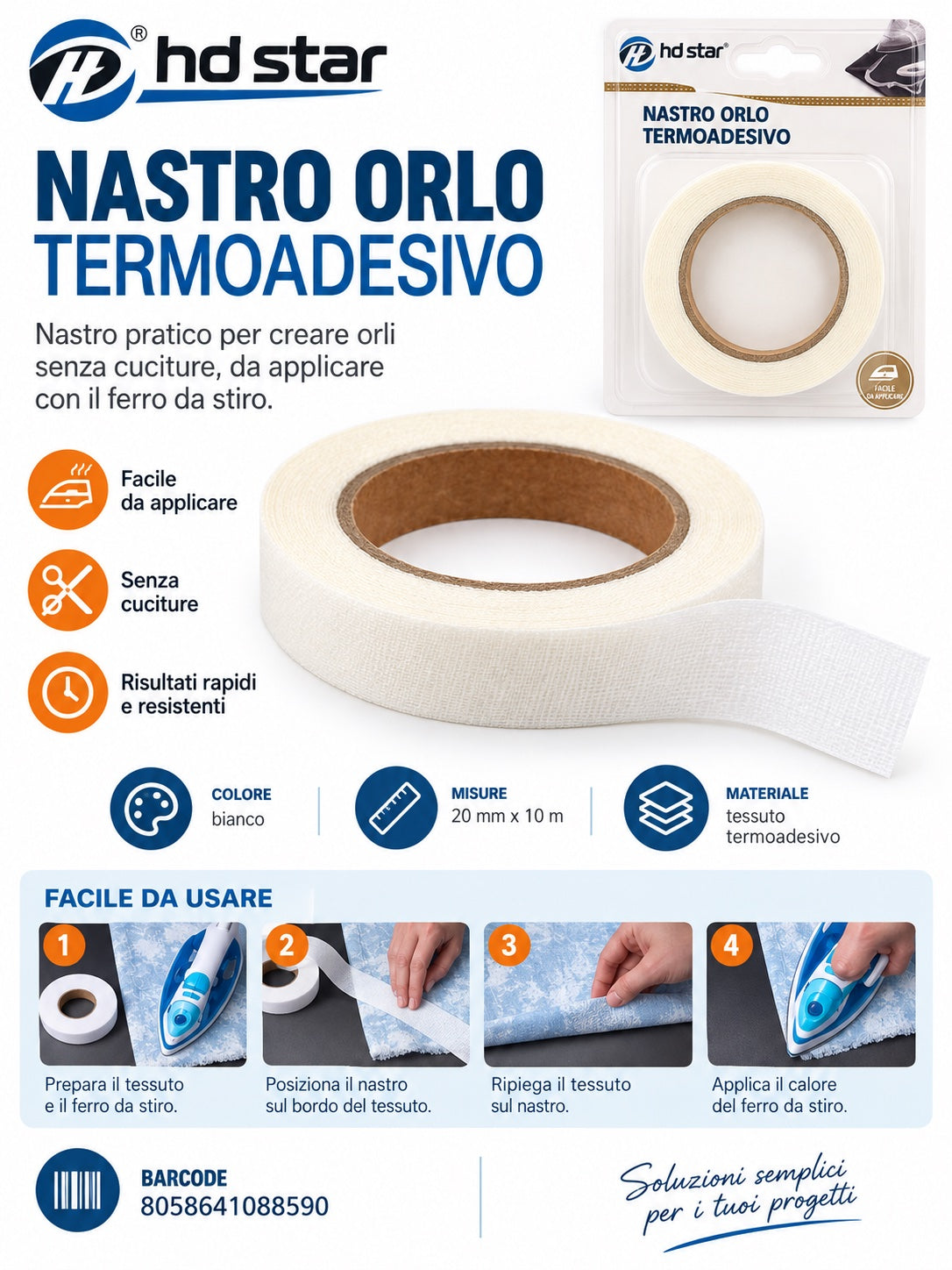 08859 Nastro Orlo Termoadesivo 20Mm*10M 1/12 Ct240
