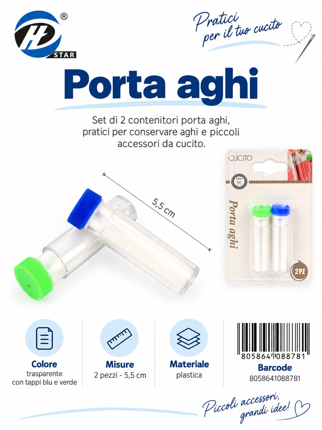 08878 Porta Aghi 2Pz 1/12 Ct480