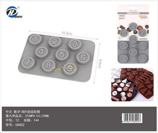 08902 Stampo In Silicone Da 9 Numeri