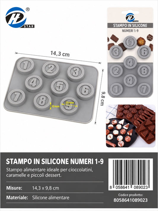 08902 Stampo In Silicone Da 9 Numeri