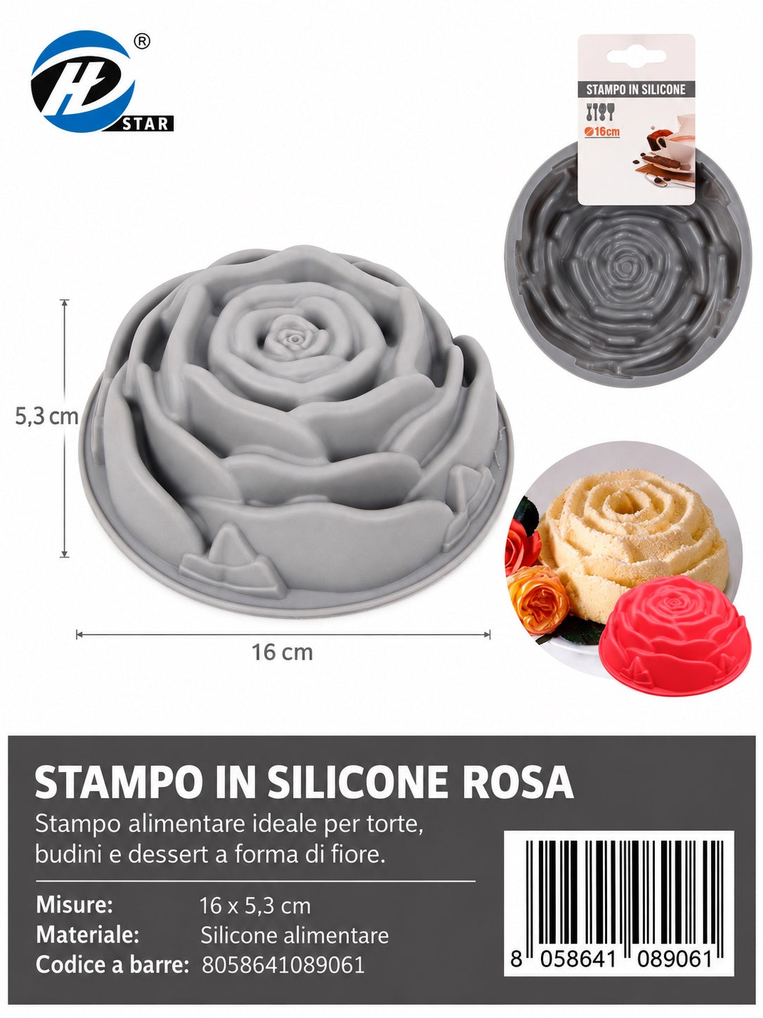 08906 Stampo In Silicone Forma Rosa