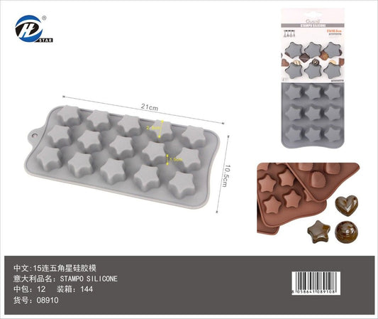 08910 Stampo In Silicone Da 15 Stelle
