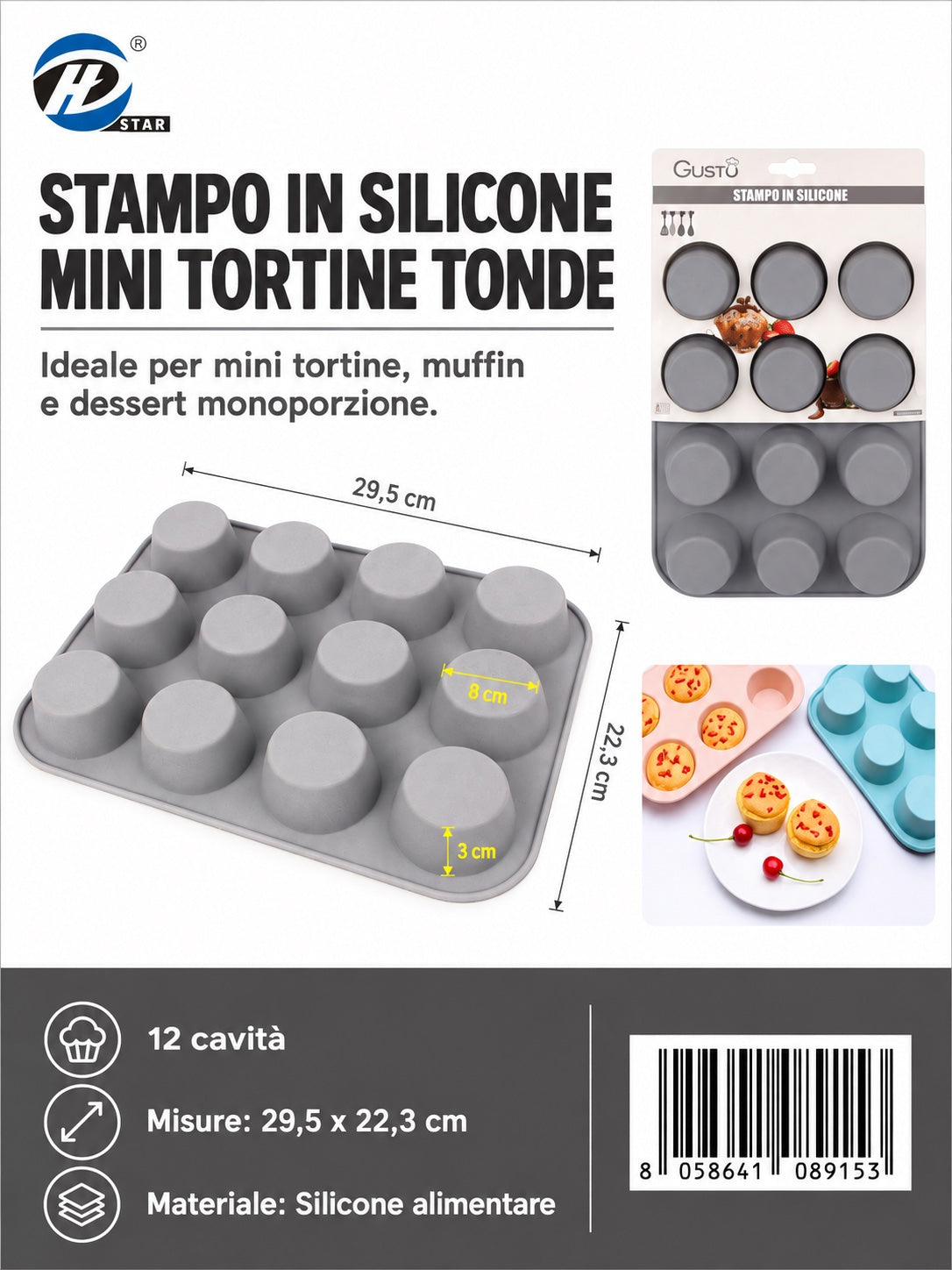 08915 Stampo In Silicone Da 12 29.5*22.3*3Cm