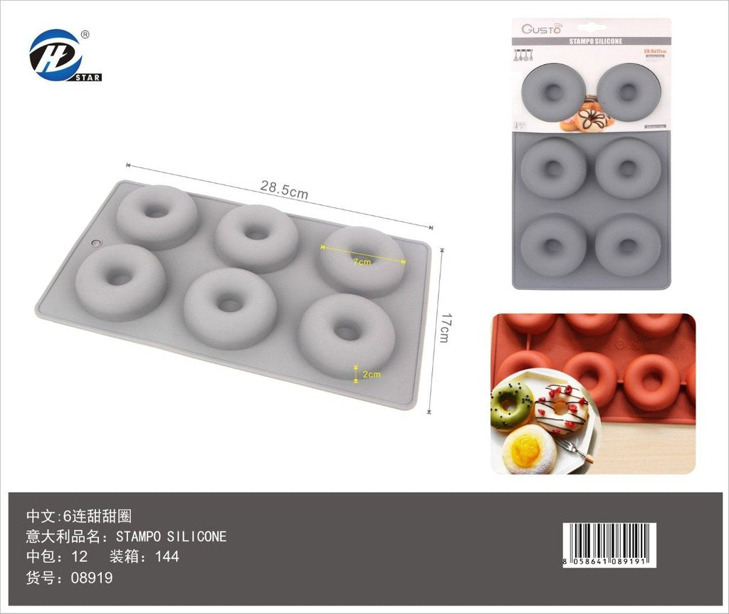 08919 Stampo In Silicone Da 6 Ciambelle