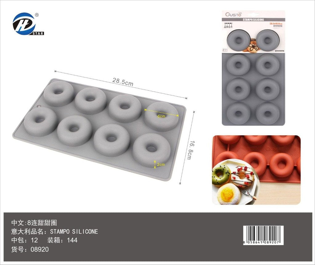 08920 Stampo In Silicone Da 8 Ciambelle