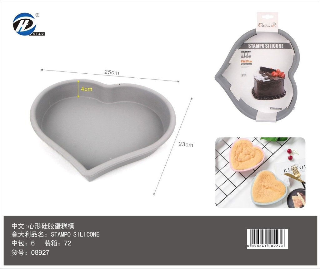 08927 Stampo In Silicone Forma Cuore 25*23*4Cm