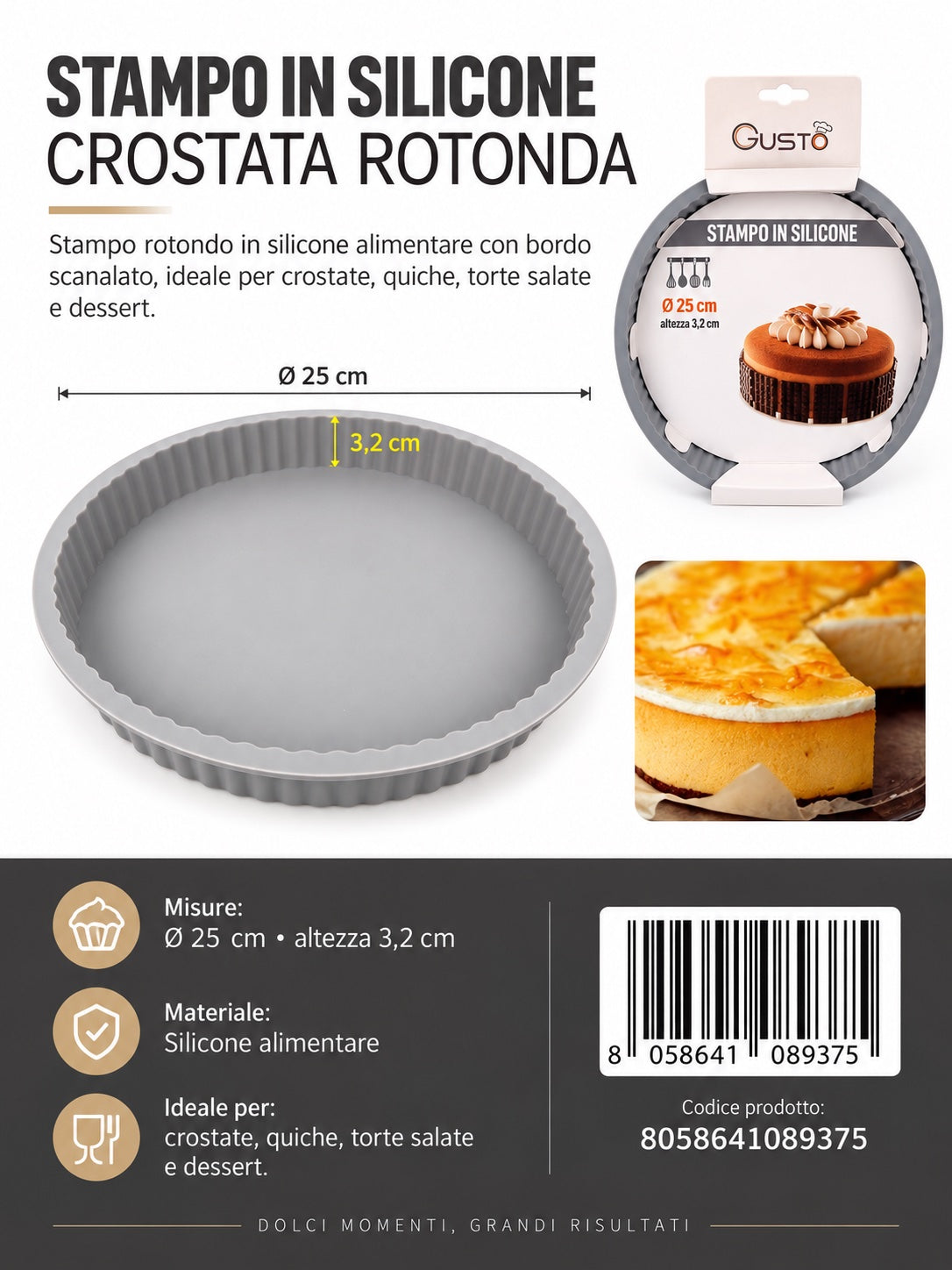 08937 Stampo In Silicone Rotondo 25*5.5Cm