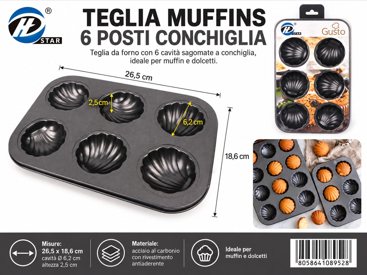 08952 Teglia Muffins Da 6
