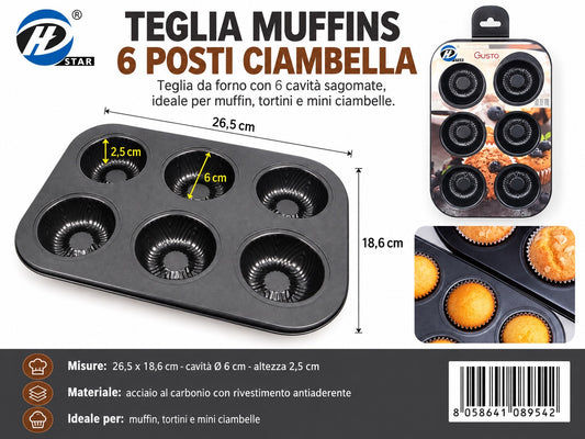 08954 Teglia Muffins Da 6