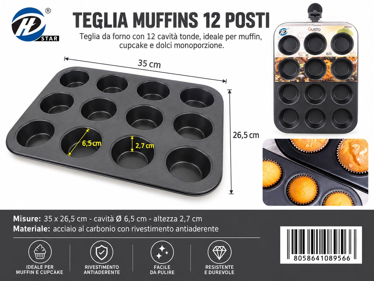 08956 Teglia Muffins Da 12