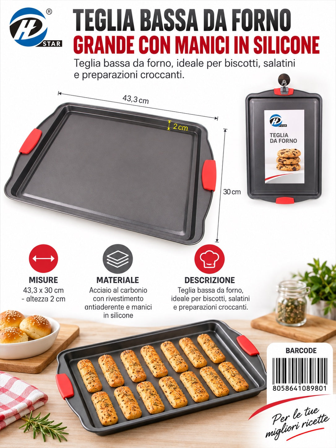 08980 Teglia Da Forno Con Maniglie