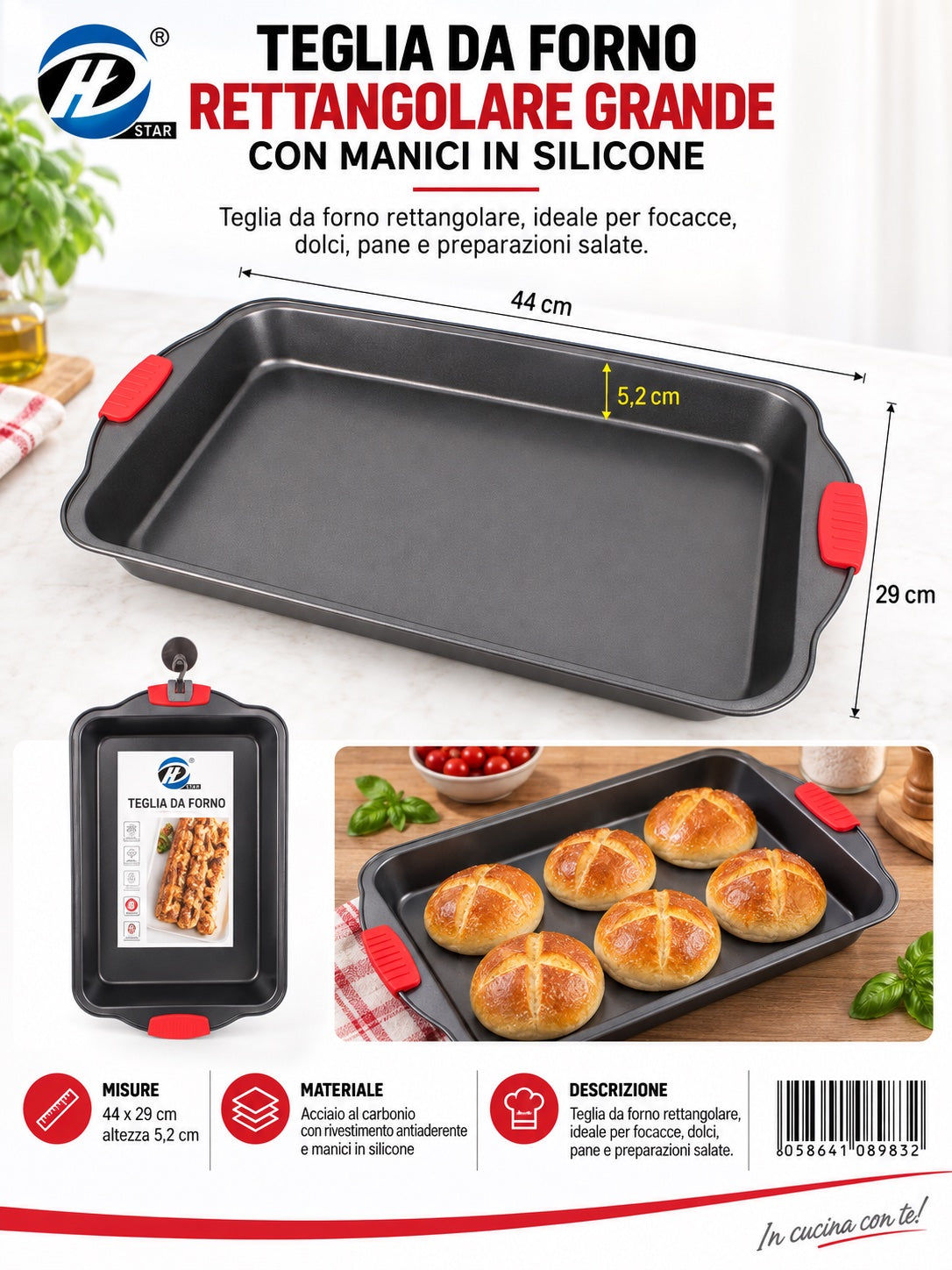 08983 Teglia Da Forno Con Maniglie