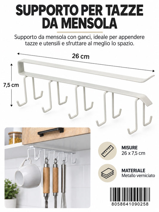 09025 Supporto Per Tazze Da Mensola 26*7.5Cm Ct120