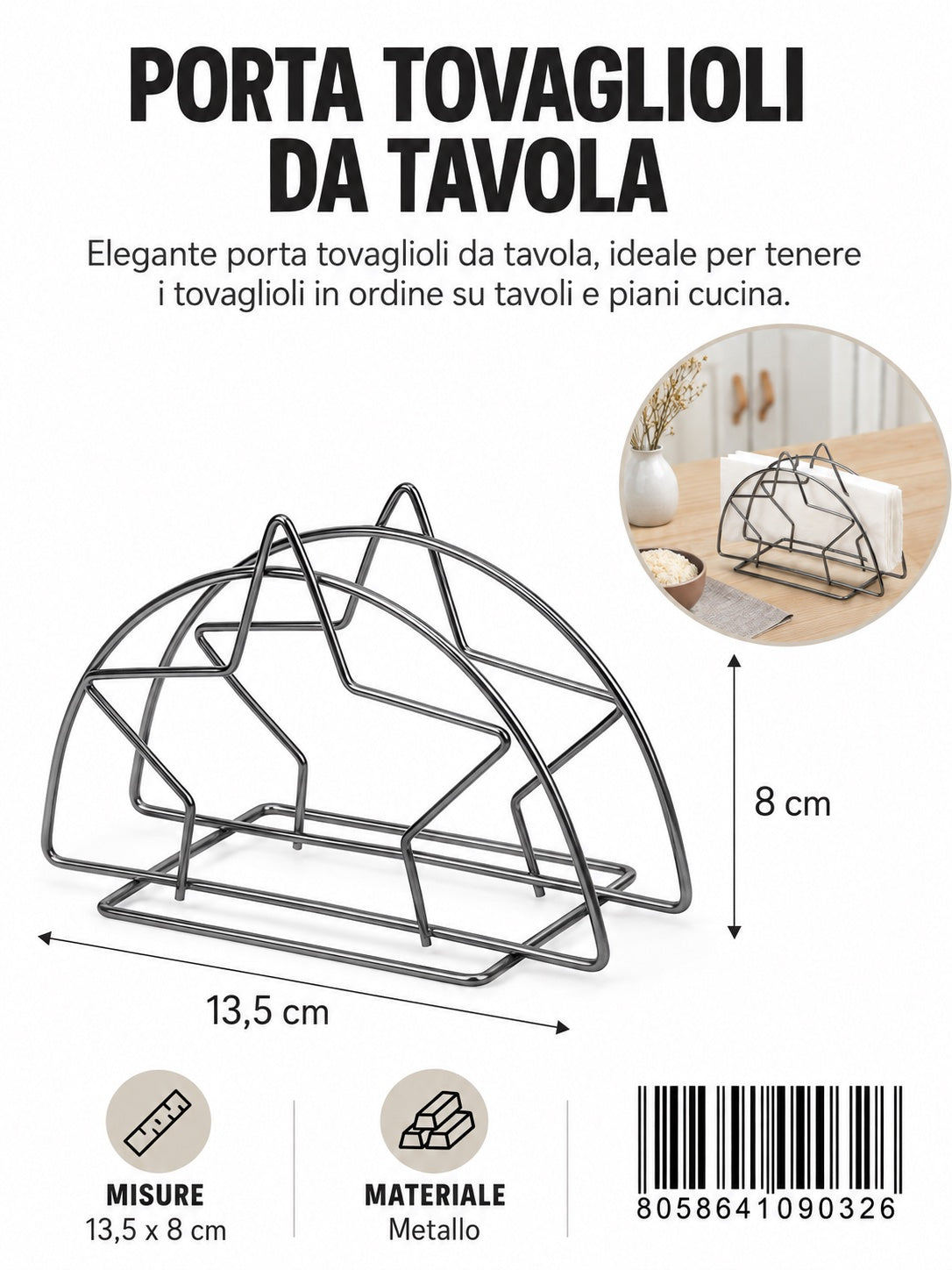 09032 Porta Tovaglioli Da Tavola 13.5*8Cm Ct300