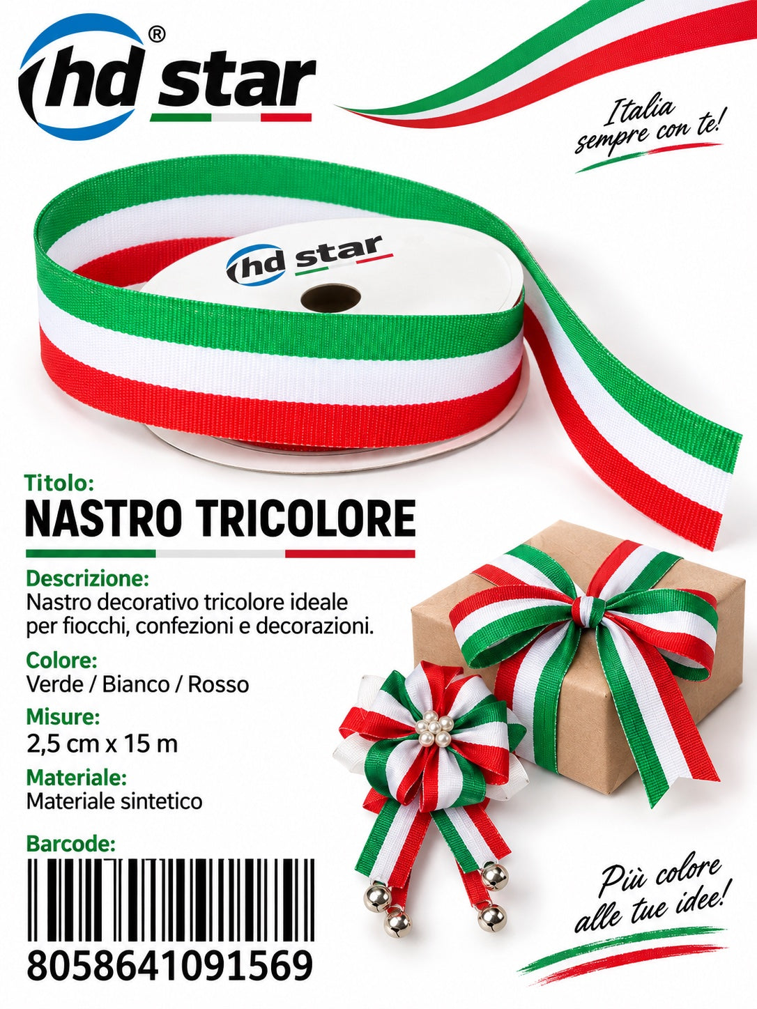 09156 Nastro Bandiera Italiana 2.5*150Cm 1/24 Ct576