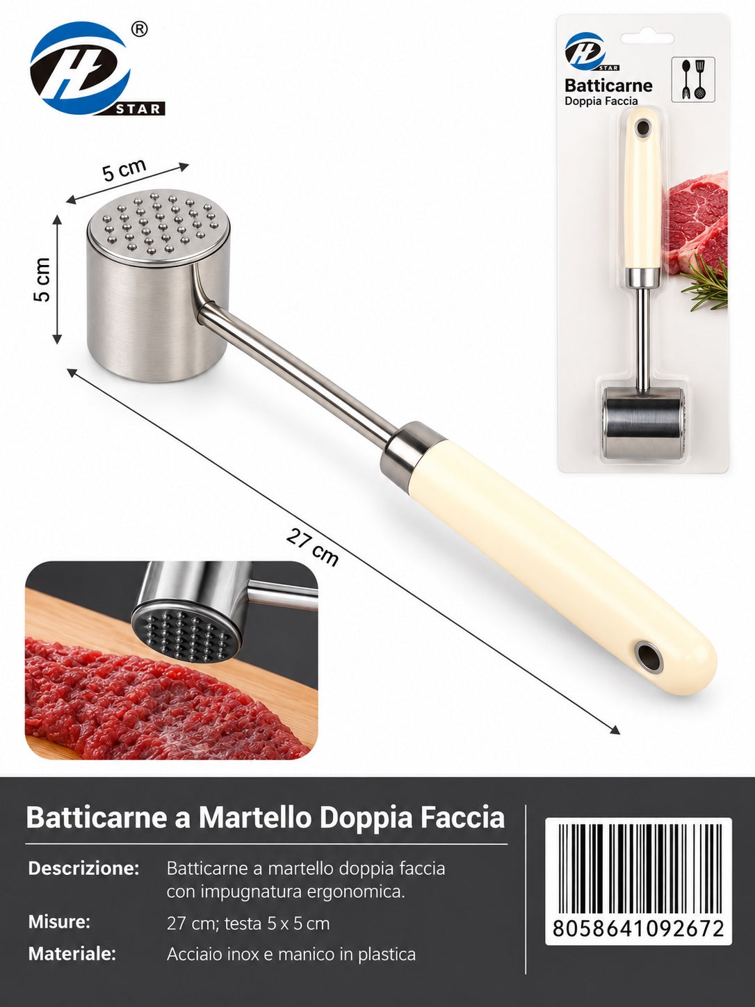 09267 Batticarne A Martello Doppia Faccia