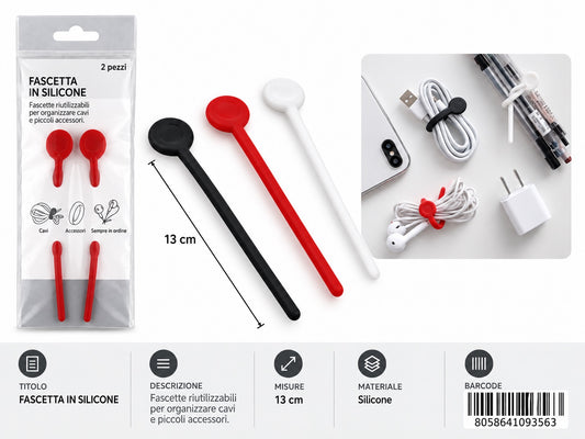 09356 Fascetta Chiudibuste In Silicone 130Mm 2Pz