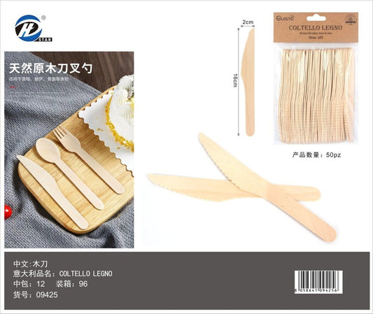 09425 Coltelli In Legno 16Cm 50Pz
