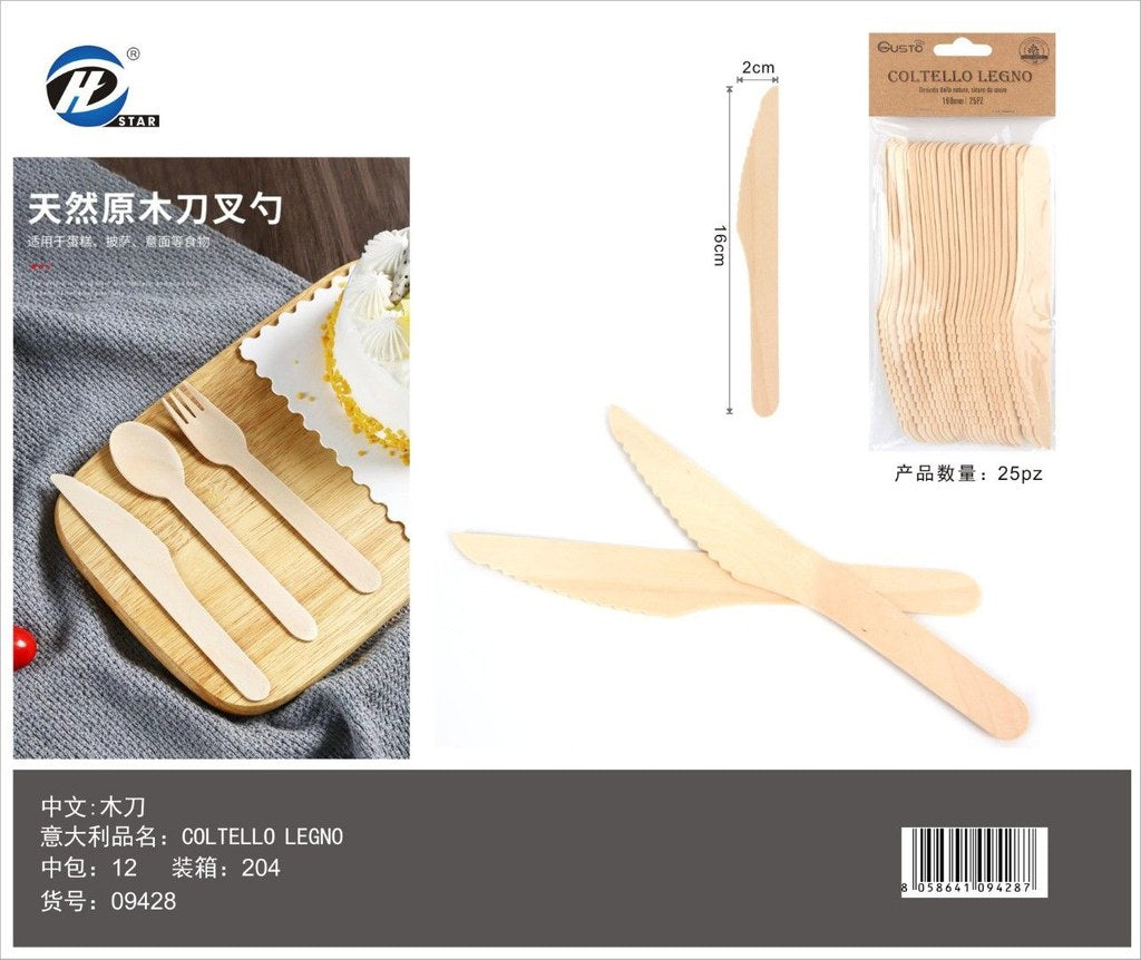 09428 Coltelli In Legno 16Cm 25Pz