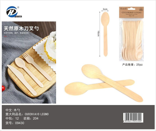 09430 Cucchiai In Legno 16Cm 25Pz