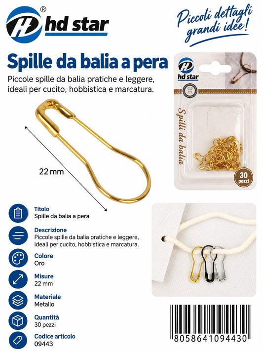 09443 Spille Da Balia 22Mm 3Pz 1/12 Ct480
