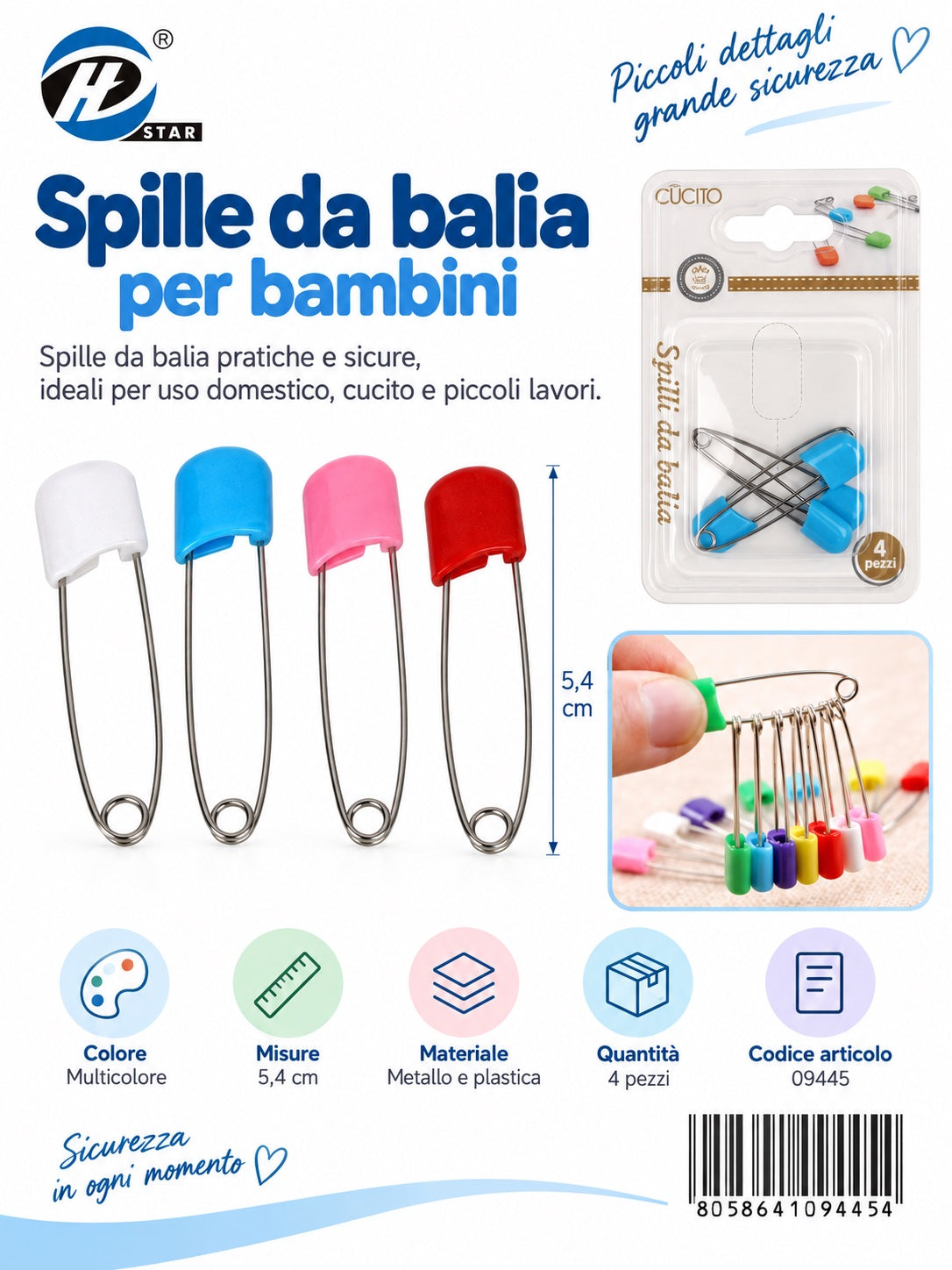 09445 Spille Da Balia 4Pz 1/12 Ct480