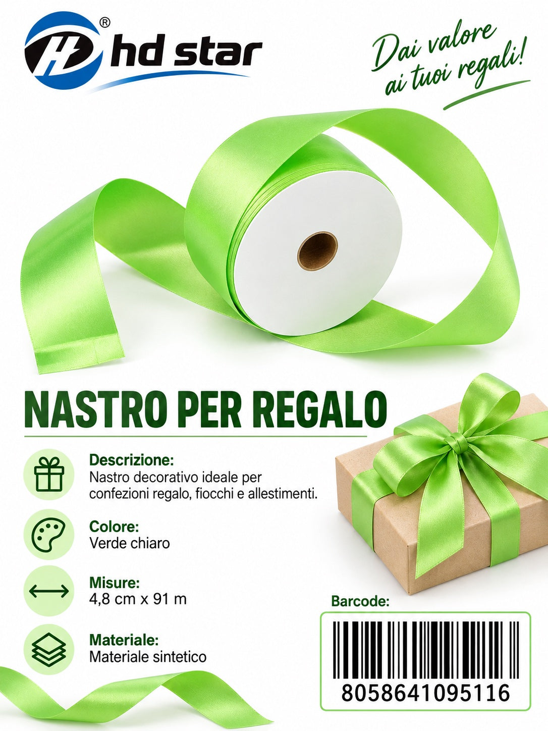 09511 Nastro Pre Regalo 4.8X91Mt 1/5 Ct50