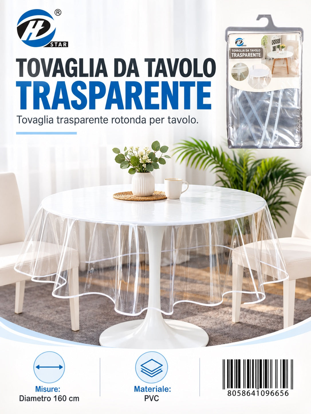 09665 Tovaglia In Plastica 160Cm Ct24