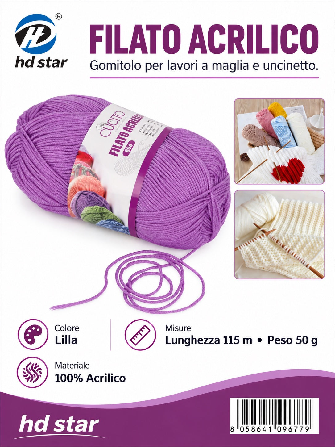 09677 Gomitolo Di Filato Acrilico 50G Mis.6 Col.66 1/10 Ct240