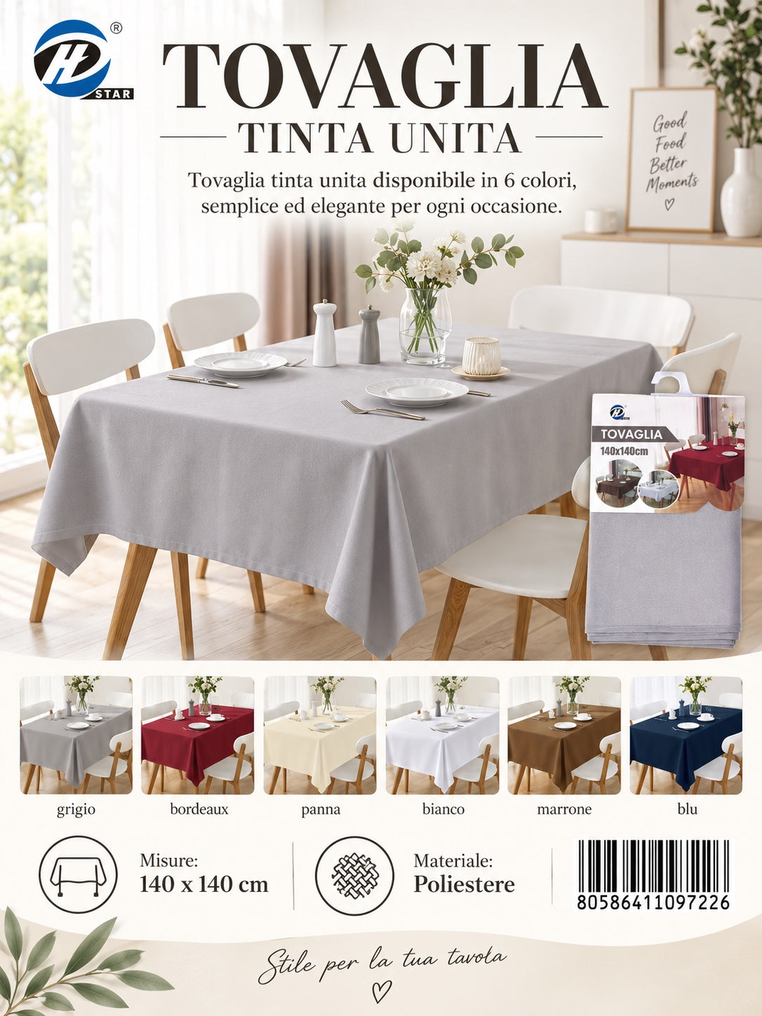 09722 Tovaglia In Poliestere 140*140Cm Ct24
