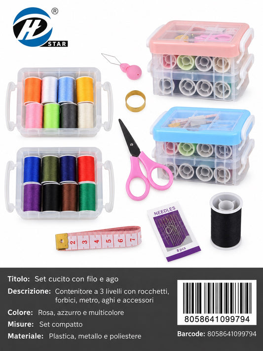 09979 Set Cucito Con Filo Ago 1/6 Ct120