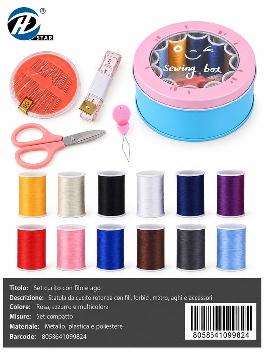 09982 Set Cucito Con Filo Ago 1/6 Ct120