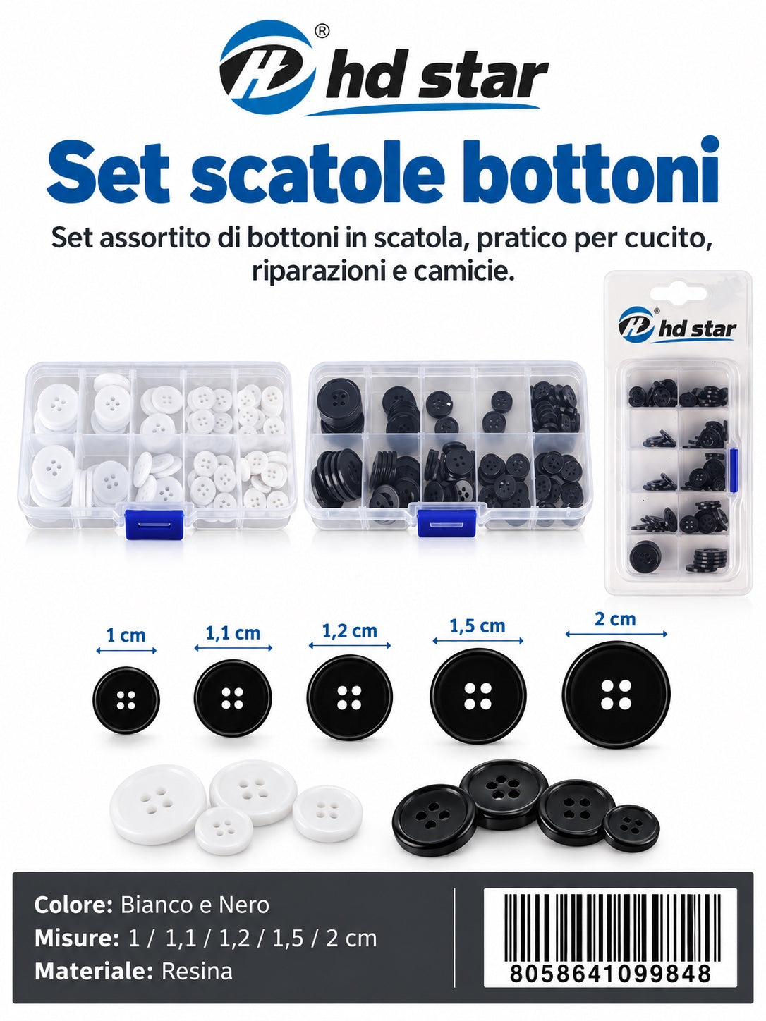09984 Set Scatole Bottoni 1/12 Ct240