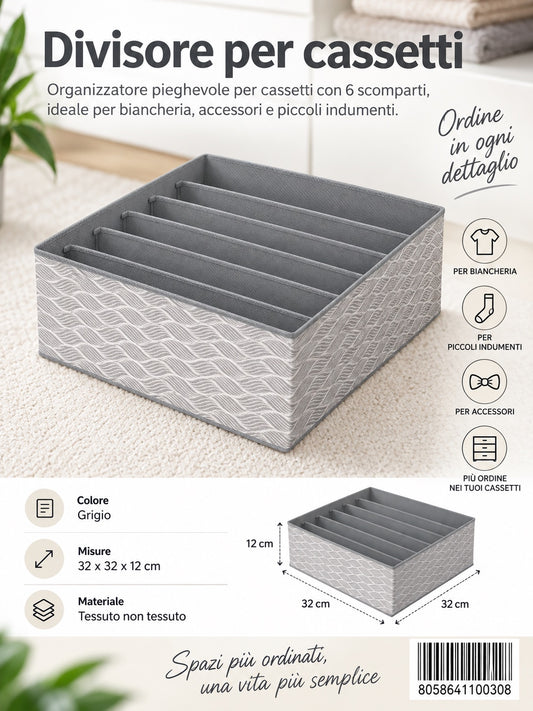 4110030 Fantasia Onde Divisore Per Cassetti Senza Coperchio 6 Posti 32*32*12Cm 1/6 Ct96