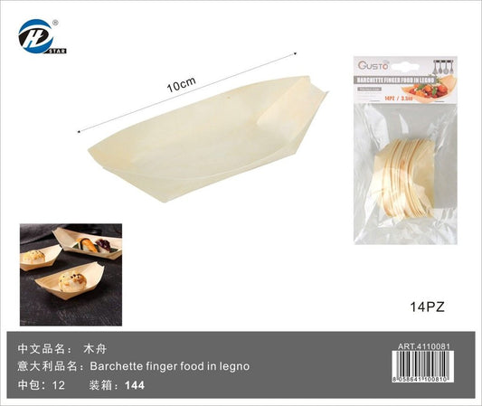 4110081 Barchette Finger Food In Legno 10Cm-14Pz 1/12 Ct144 10Cm-14Pz