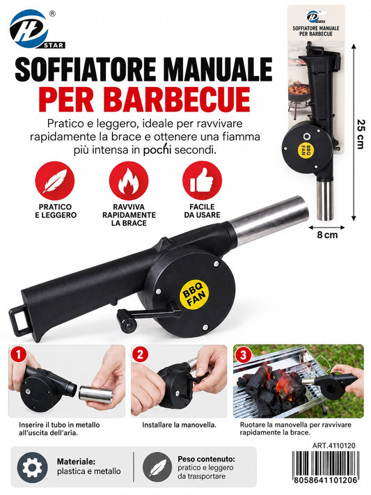 4110120 Soffiatore Manuale Per Barbecue 25X8X4.5Cm Ct72