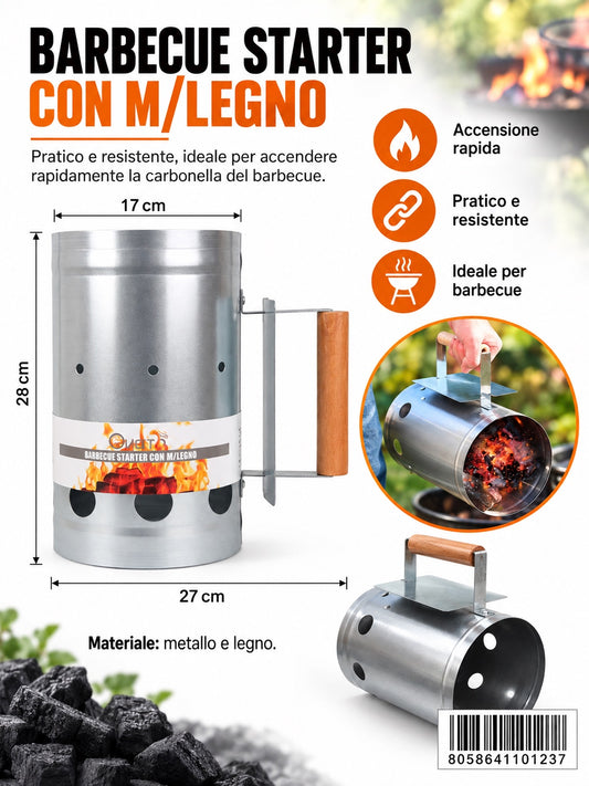 4110123 Barbecue Starter Con M/Legno 28X17Cm Ct6