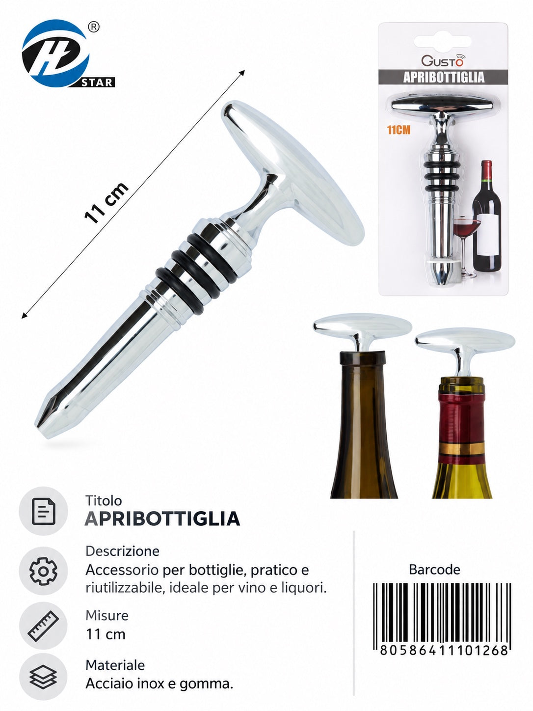 4110126 Apribottiglia 1/12 Ct144 Cn3100406 Ze-303