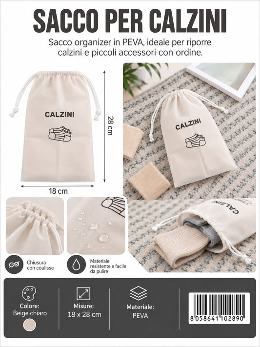 4110289 Sacco Per Calzini In Peva Impermeabile 18*28Cm 1/12 Ct288