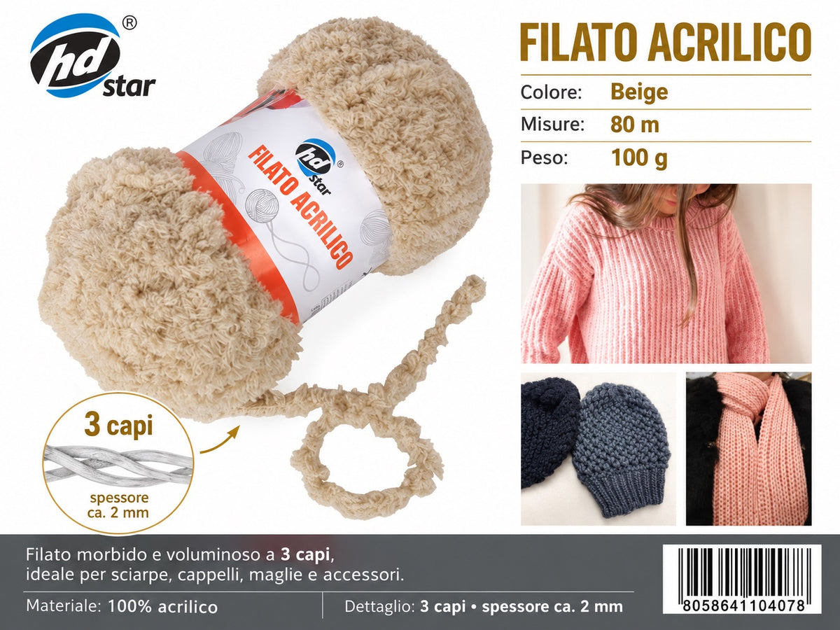4110407 Filato Acrilico 100G Col.#016 1/6 Ct120