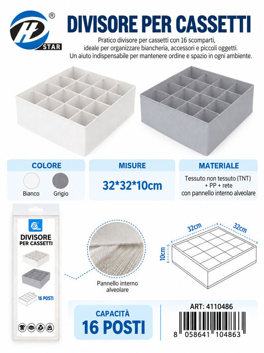 4110486 Divisore Per Cassetti Senza Coperchio 16 Scomparti 32*32*10Cmct48 16 32*32*10Cm 600