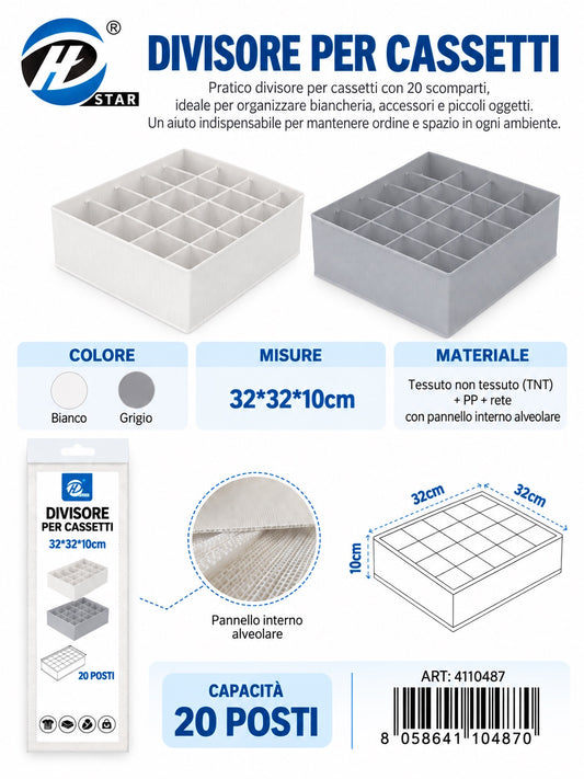 4110487 Divisore Per Cassetti Senza Coperchio 20 Scomparti 32*32*10Cmct48 20 32*32*10Cm 600