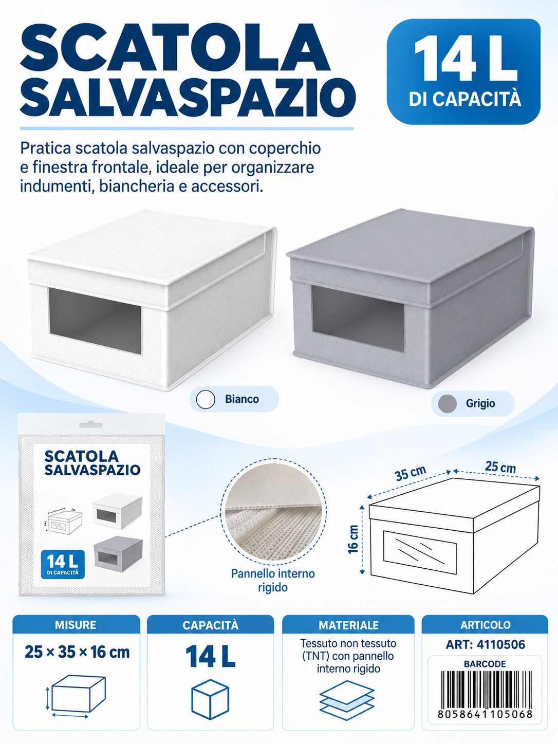 4110506 Scatola Salvaspazio Con Coperchio 25*35*16Cmct24 25*35*16Cm 600