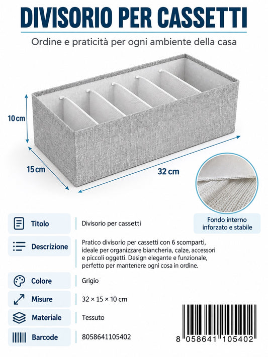 4110540 Divisore Per Cassetti Senza Coperchio 6 Scomparti 32*15*10Cmct48 6 32*15*10Cm 600