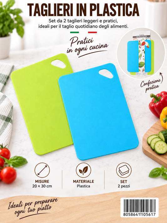 4110561 Set 2 Taglieri In Plastica 30X20Cm 1/6 Ct72