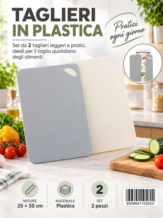 4110562 Set 2 Taglieri In Plastica 35X22Cm 1/6 Ct72
